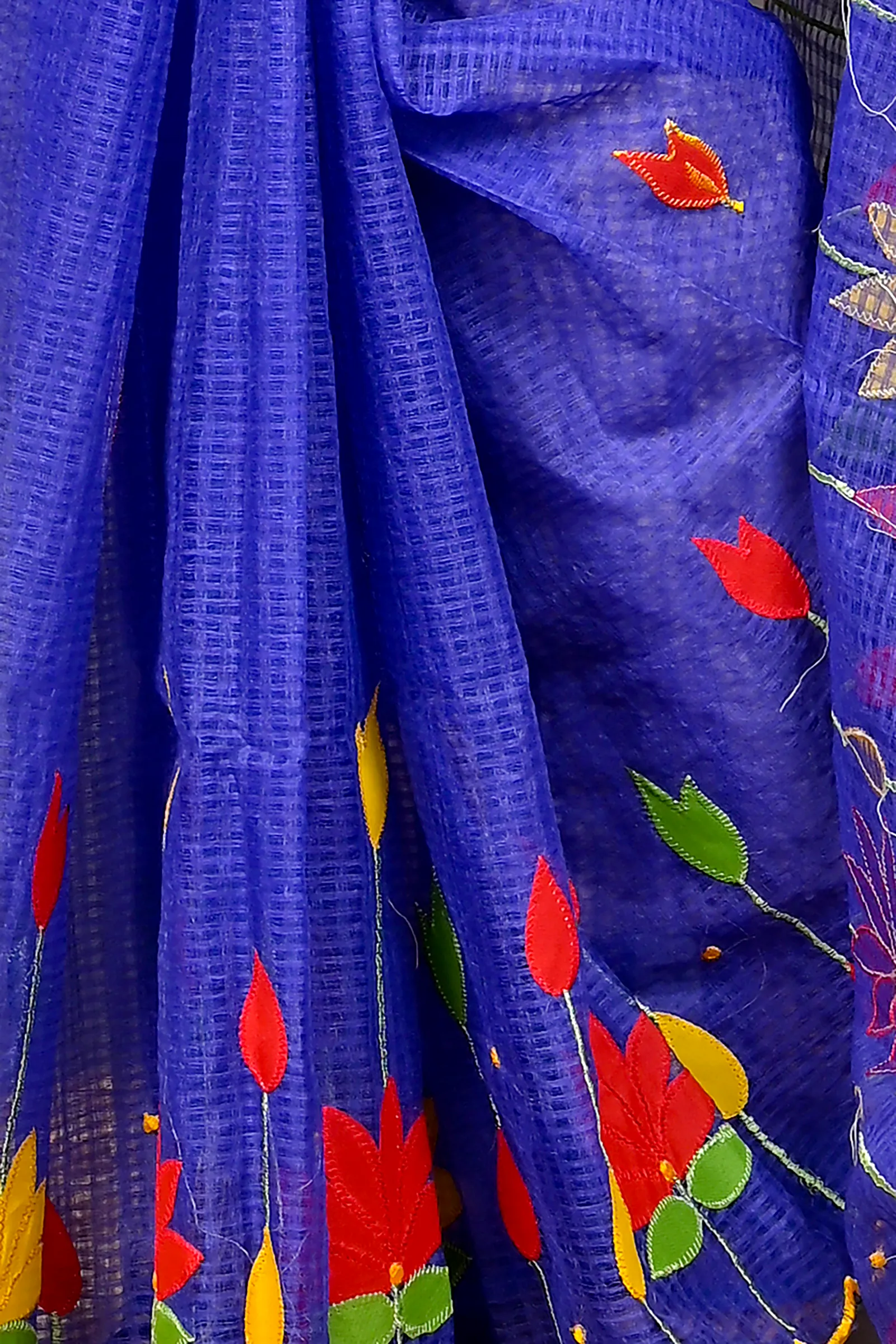 Naby Blue Kota Cotton Parva Applique Saree (565)